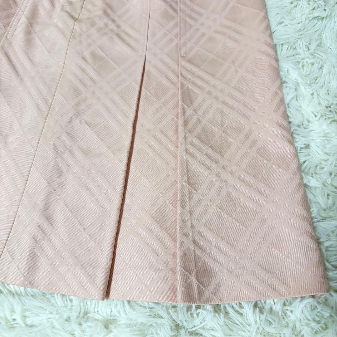 バーバリーブルーレーベル ノバチェック ベルト ボタン プリーツスカート ピンク