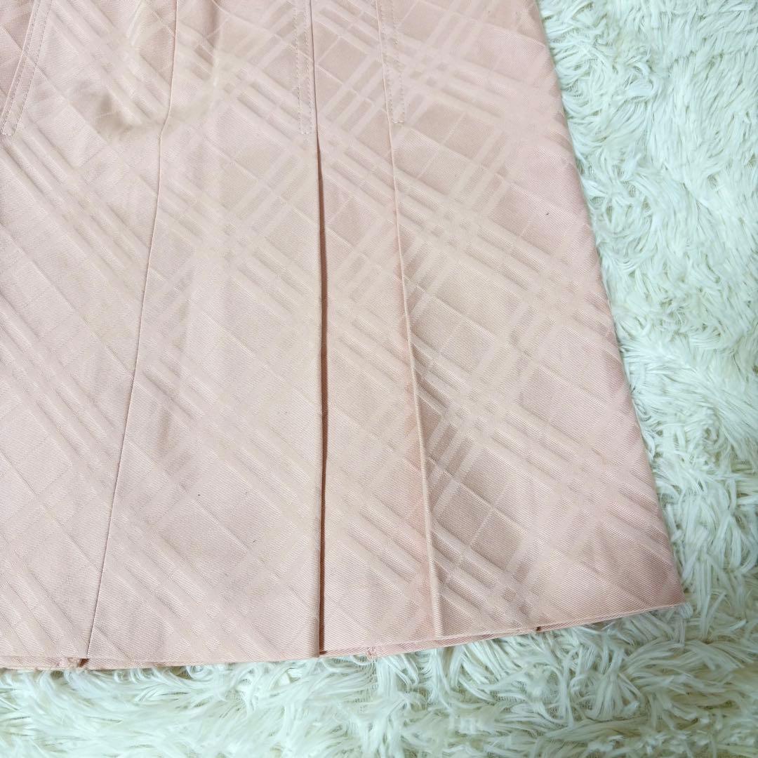 バーバリーブルーレーベル ノバチェック ベルト ボタン プリーツスカート ピンク