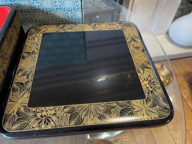 漆器 重箱 3段 花模様