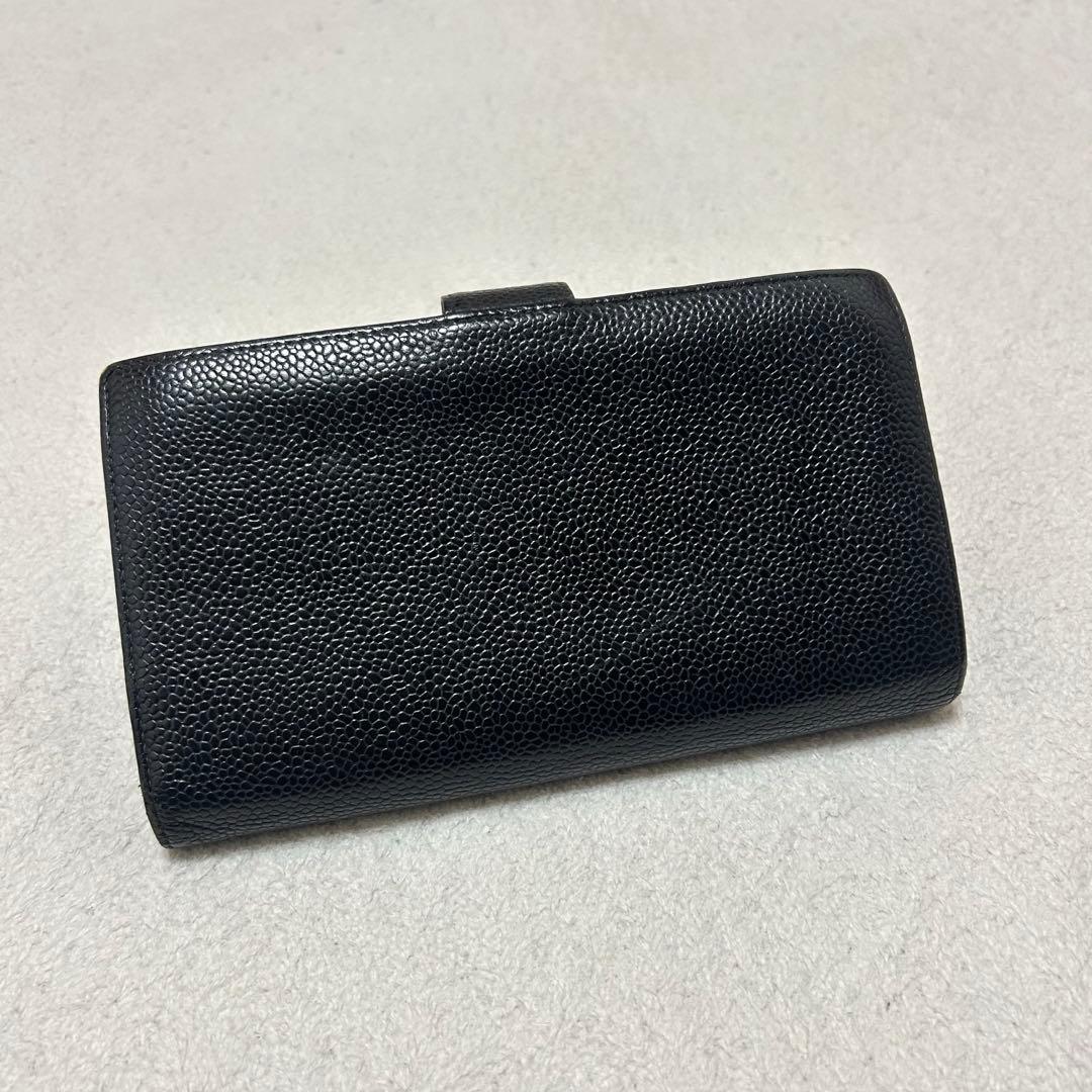 美品❗️ CHANEL シャネル　ココマーク　キャビアスキン　長財布　ブラック