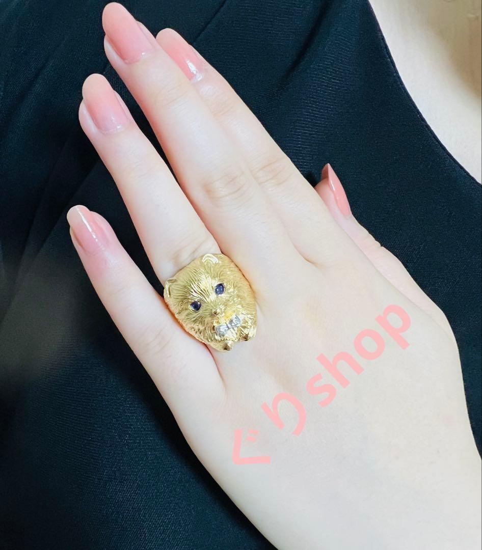 k18 犬 モチーフ リング