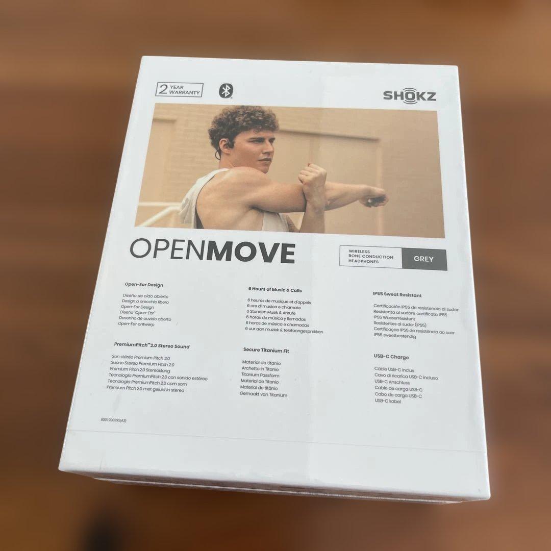 SHOKZ OPENMOVE ワイヤレス骨伝導イヤホン グレー