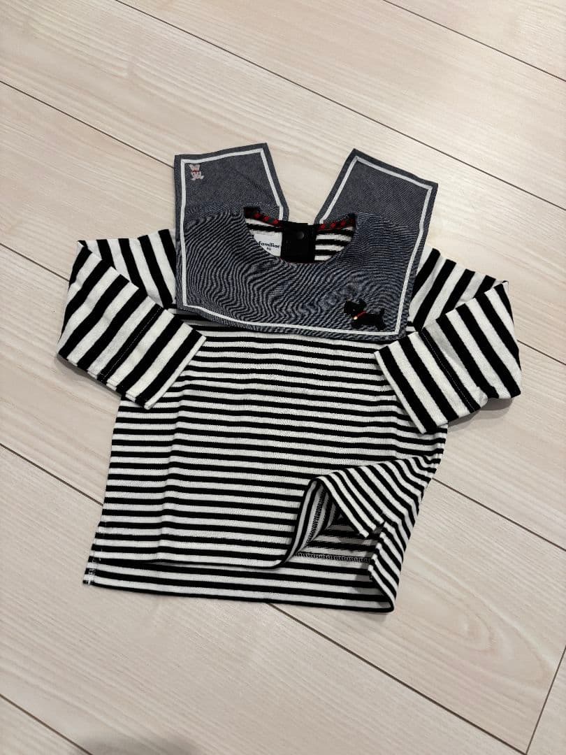 未使用 ファミリア ロンT 90 トップスカットソー テリア セーラー襟
