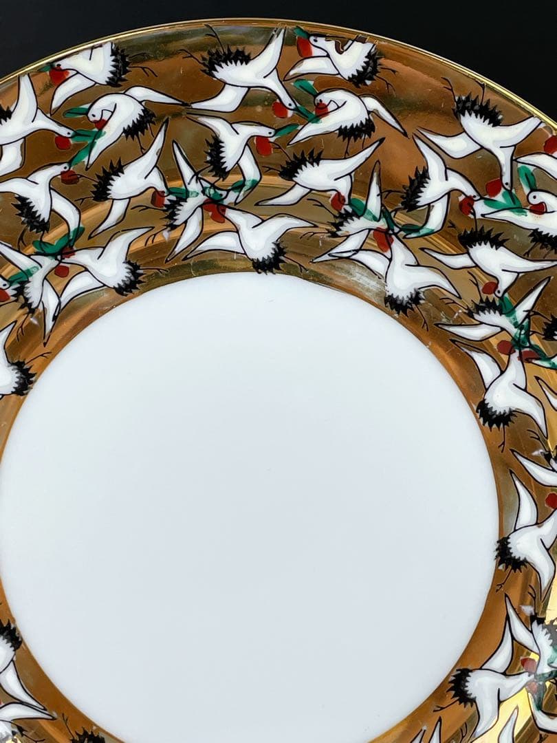 【希少】九谷焼 1000クレーン 鶴 カップ ソーサー 2プレート セット