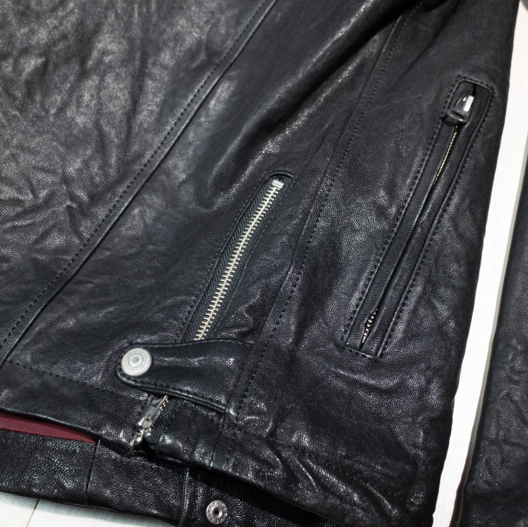 EGO TRIPPING ゴートレザー ライダースジャケット 48 黒 革ジャン