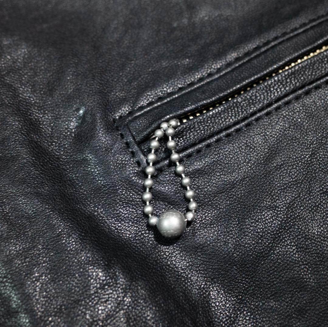 EGO TRIPPING ゴートレザー ライダースジャケット 48 黒 革ジャン