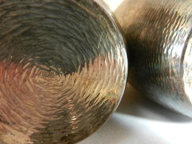 京都「岡野利光」造　純銀製棗形酒器「ちろり」一対