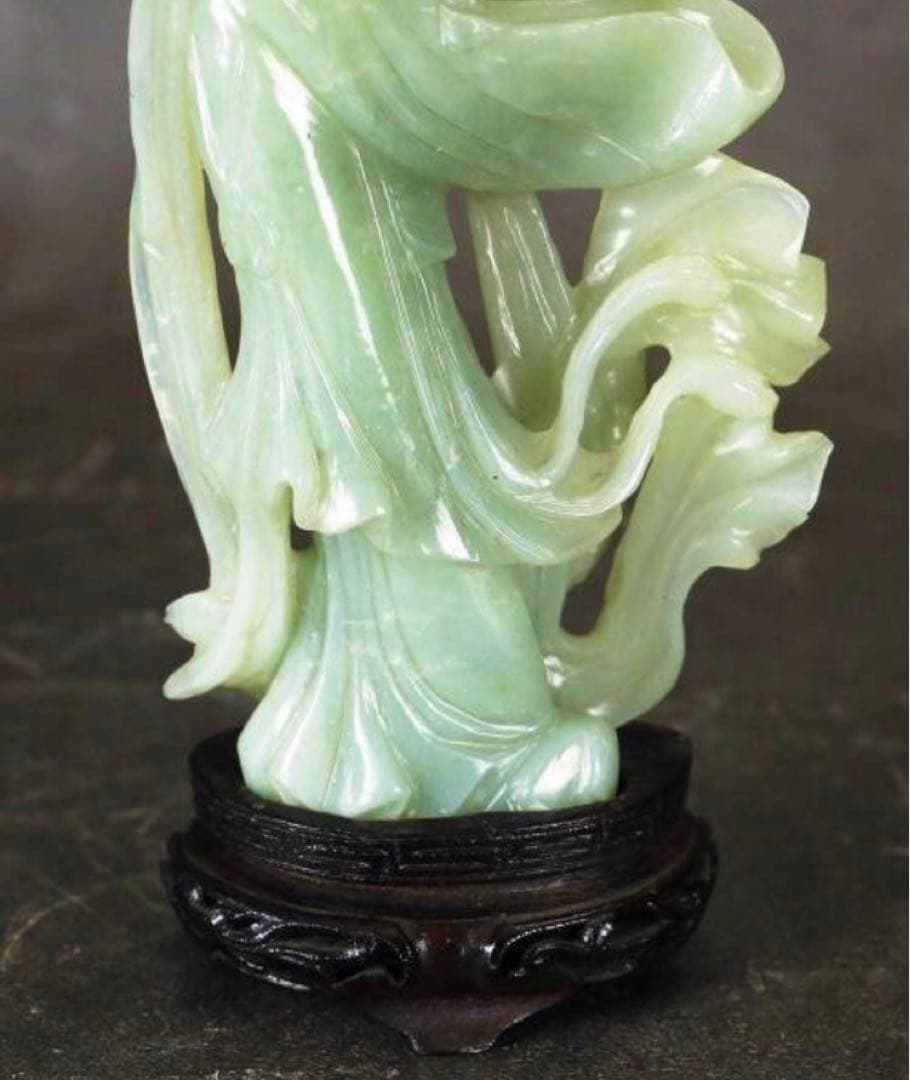【大珍品】 玉石 中国古玩 天然石 天女 オブジェ 高さ25cm 置物 彫刻