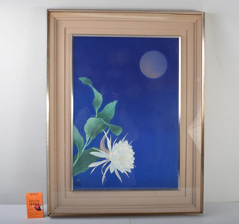 大日本絵画巧芸美術株式会社制作　牧進　陶板画　「月下美人」額装 CR4493C