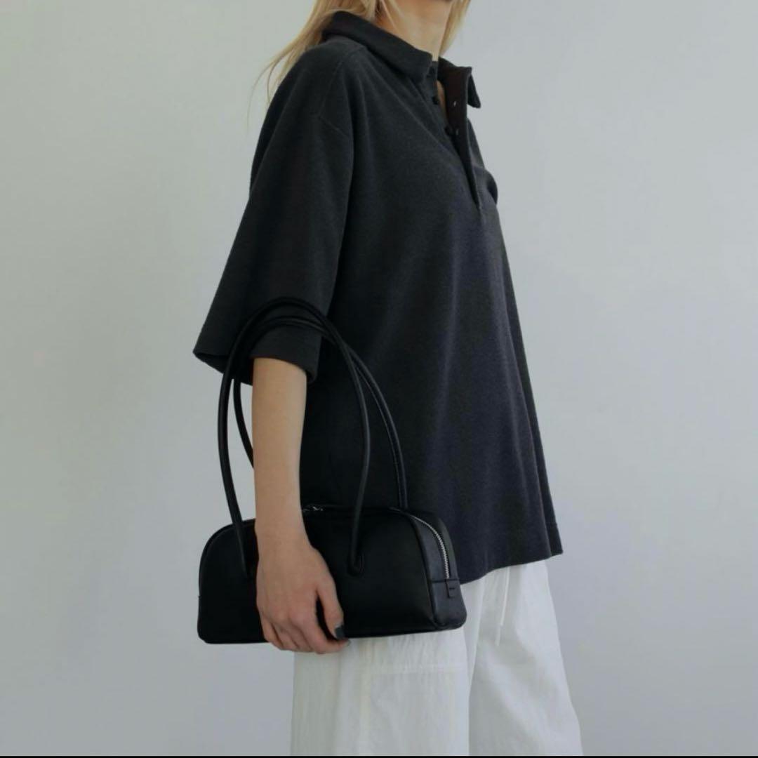 anuke アンヌーク Pile Polo Tops チャコールグレー パイル