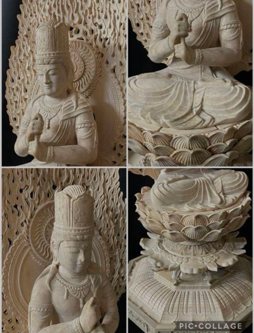 高62cm 井波彫刻 一刀彫り　仏教工芸品　香樟材　木彫仏教　大日如来座像