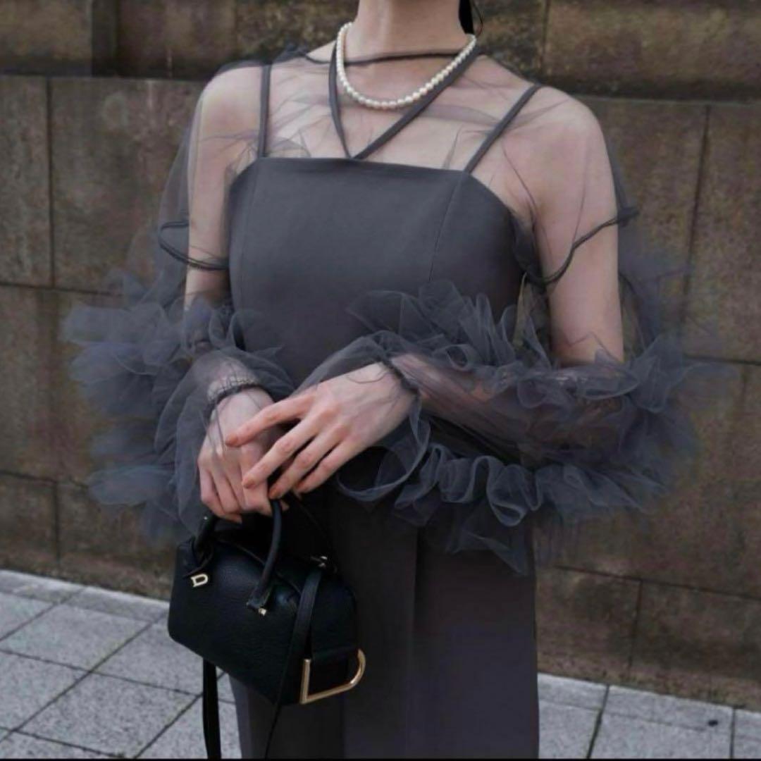 【オケージョン】【結婚式】【パーティ】シースルー チュール&オールインワンドレス