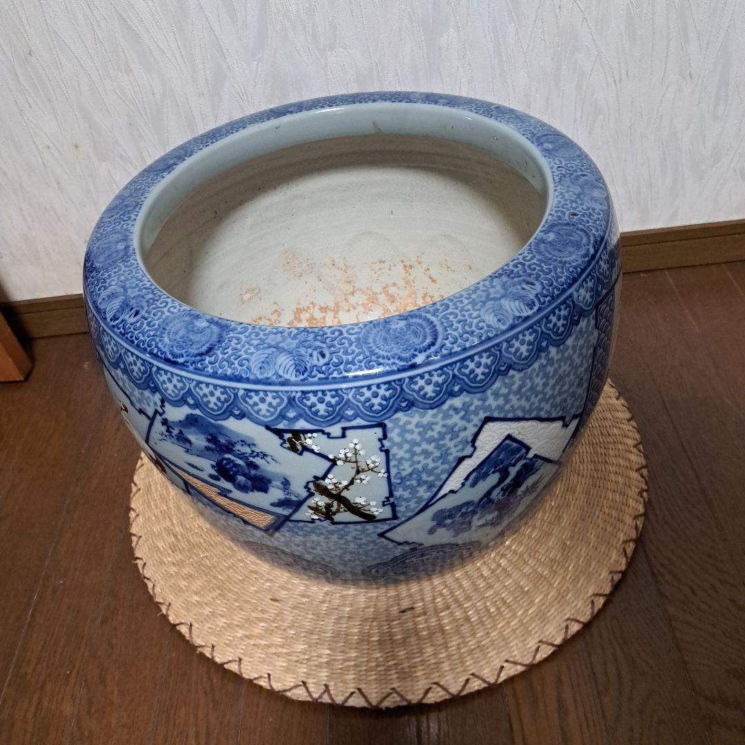 最終値下げしました❗明治～大正レトロ「藍色柄・丸火鉢」