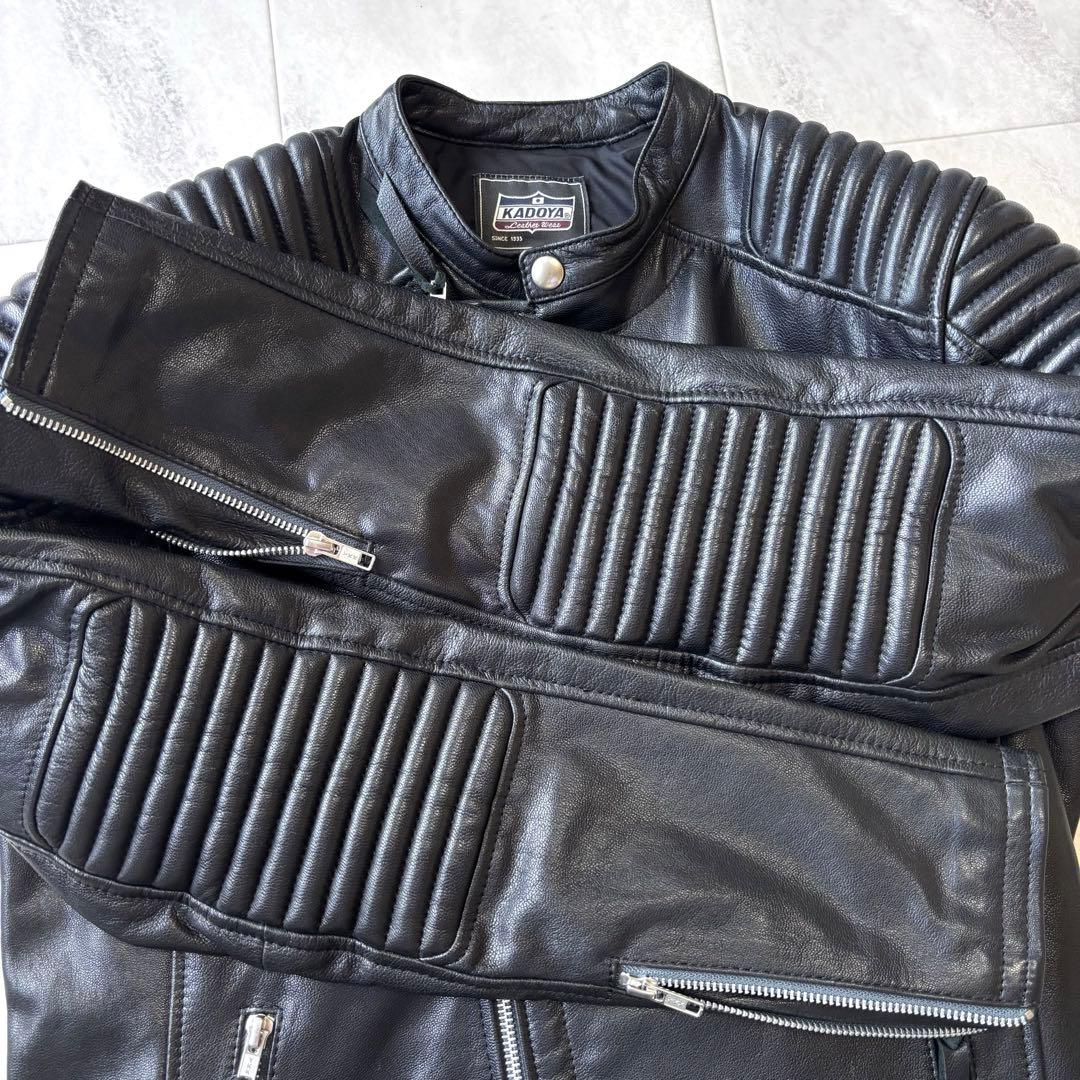 【美品】KADOYA ゴートレザーセミダブルジャケット FENNEL Lサイズ