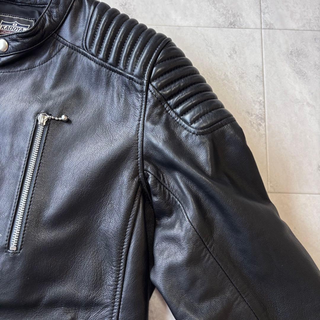 【美品】KADOYA ゴートレザーセミダブルジャケット FENNEL Lサイズ