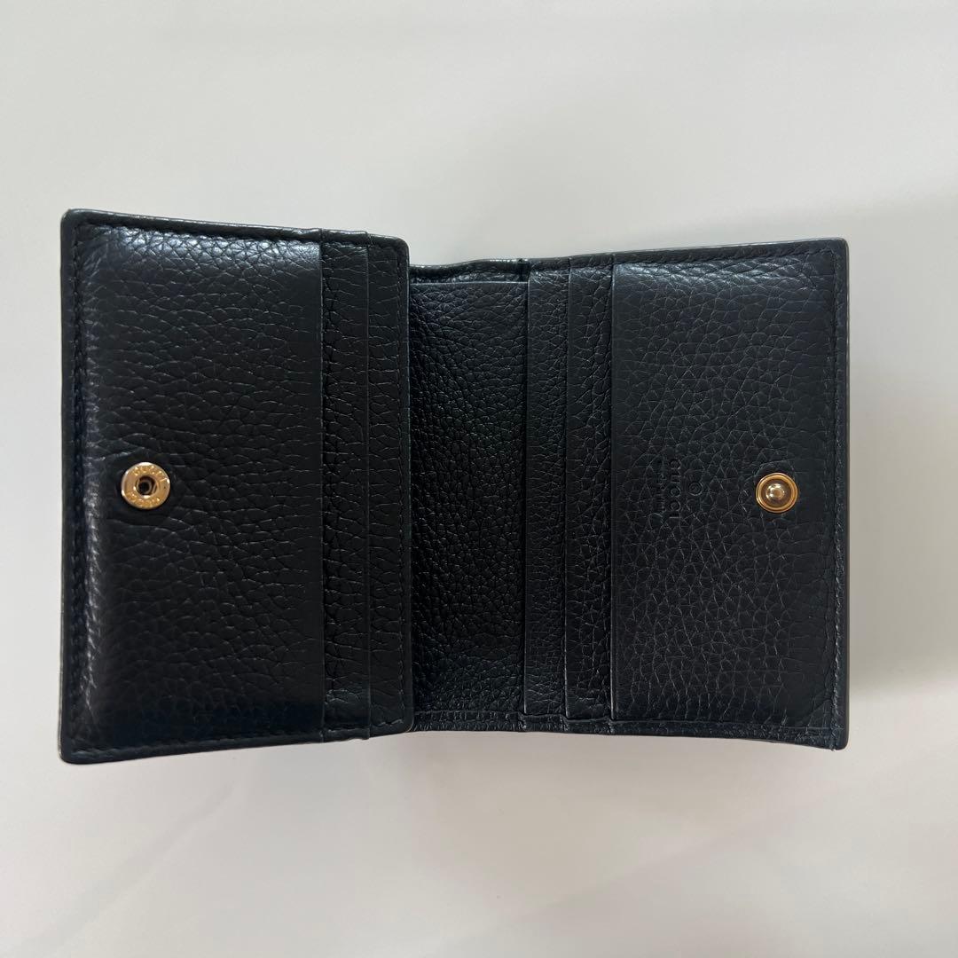 GUCCI 二つ折り財布 アニマリエ ビー ブラックレザー　蜂　ゴールド
