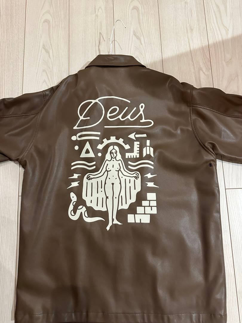 Deus デウス ブラウン フェイクレザー ジャケット L