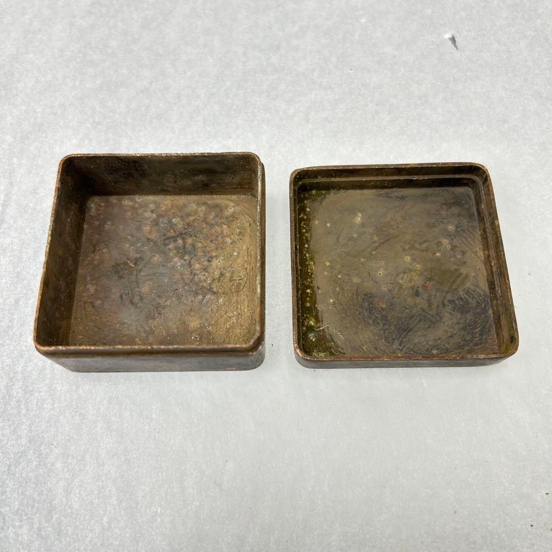 A清時代 古銅 和興款 松下人物風景図 墨盒 年代物 骨董古玩 書道