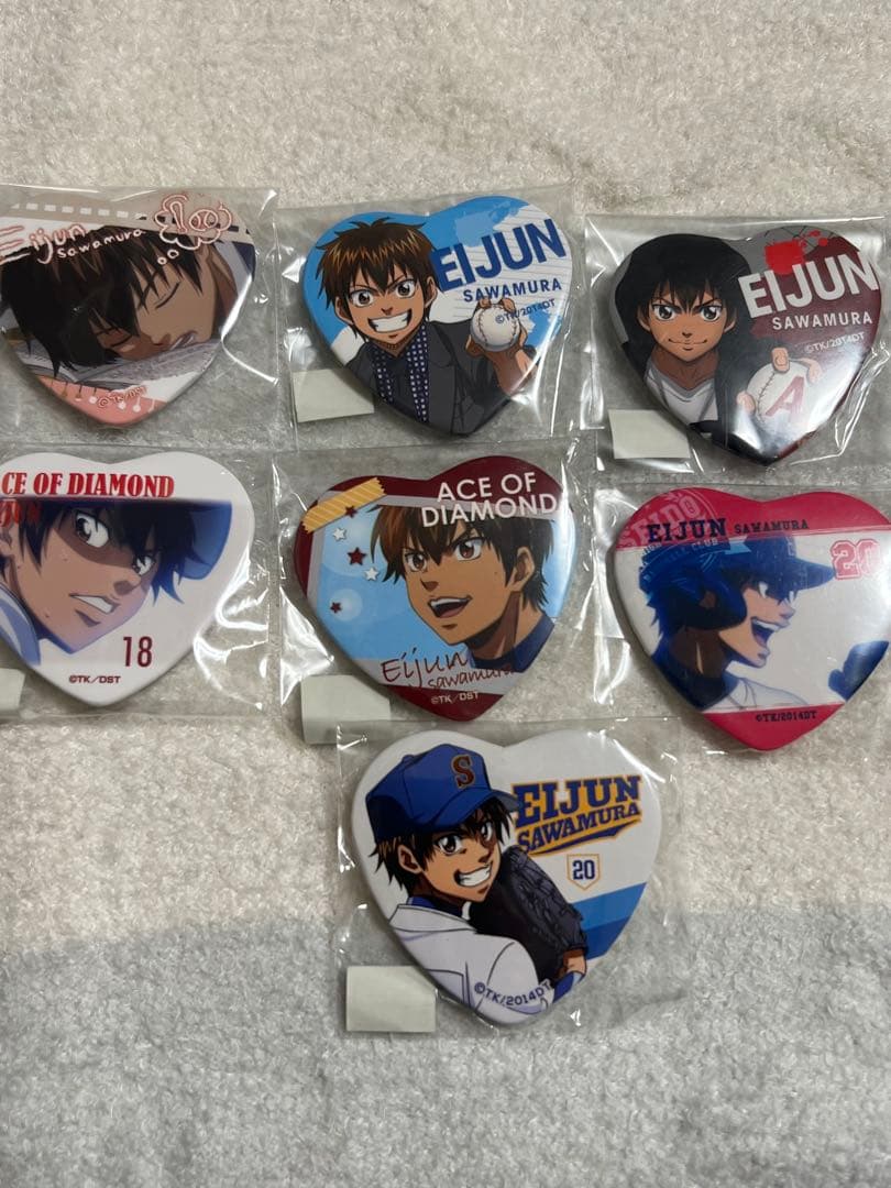 ダイヤのA 沢村栄純 ハート缶バッジセット