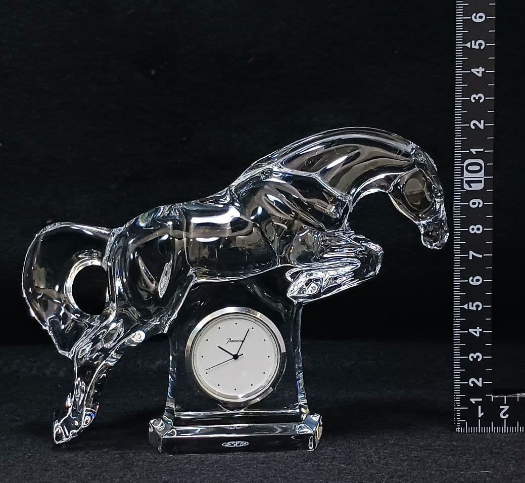 Y2799-1 バカラ ジャンピングホース 馬 置時計 横16㎝