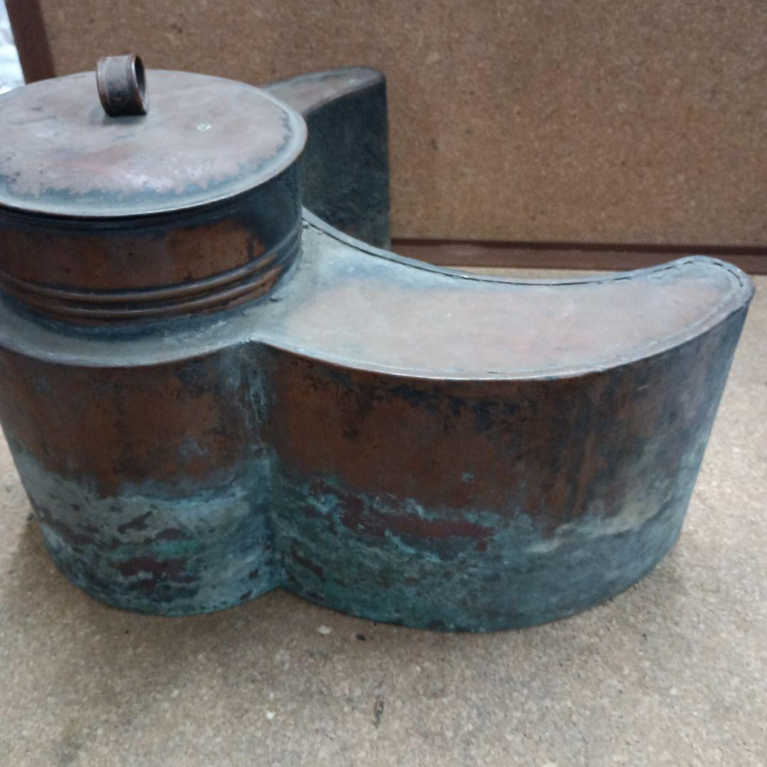 4483）燗銅壺（かんどうこ）丸型火鉢用　大型　現状漏れあり