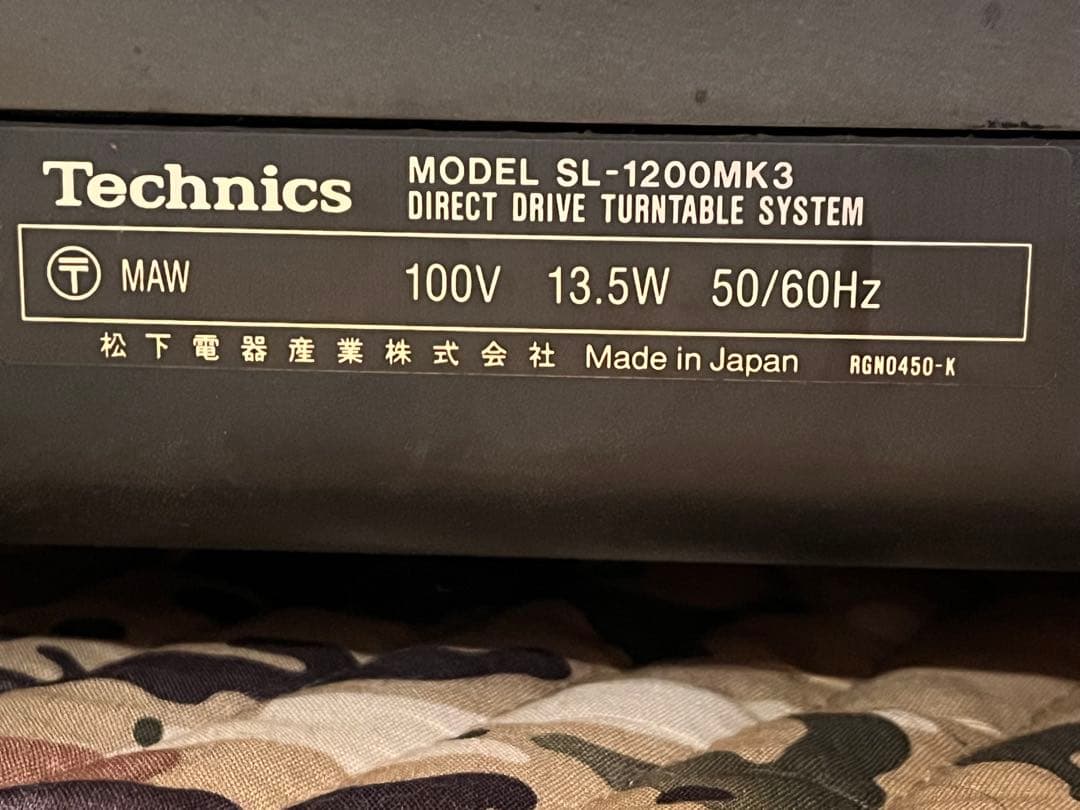 【作動確認済】テクニクス SL1200 MK3 ターンテーブル　中古