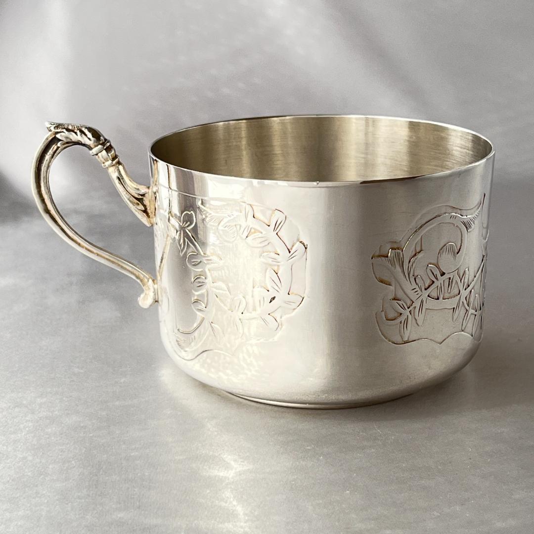 【 仏蘭西】アールヌーボー カップ＆ソーサー 【シルバープレート】