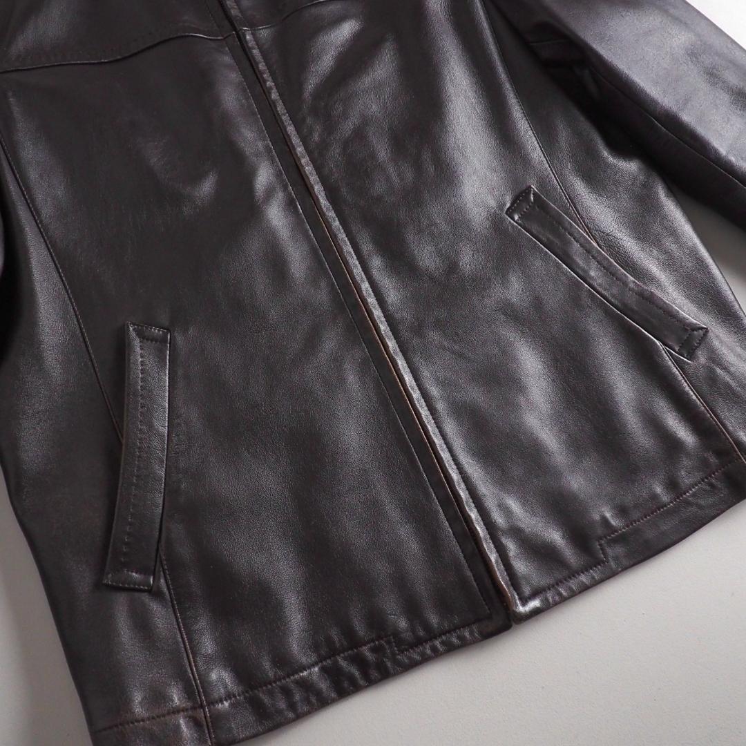 ラルフローレン　羊皮　レザージャケット　ダークブラウン　美品