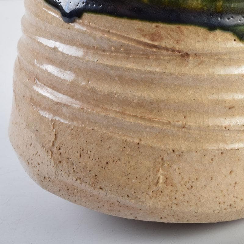 茶道具　織部焼　青織部　水指　陶印あり　時代箱　C　9077