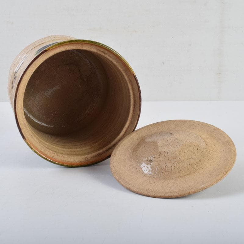 茶道具　織部焼　青織部　水指　陶印あり　時代箱　C　9077