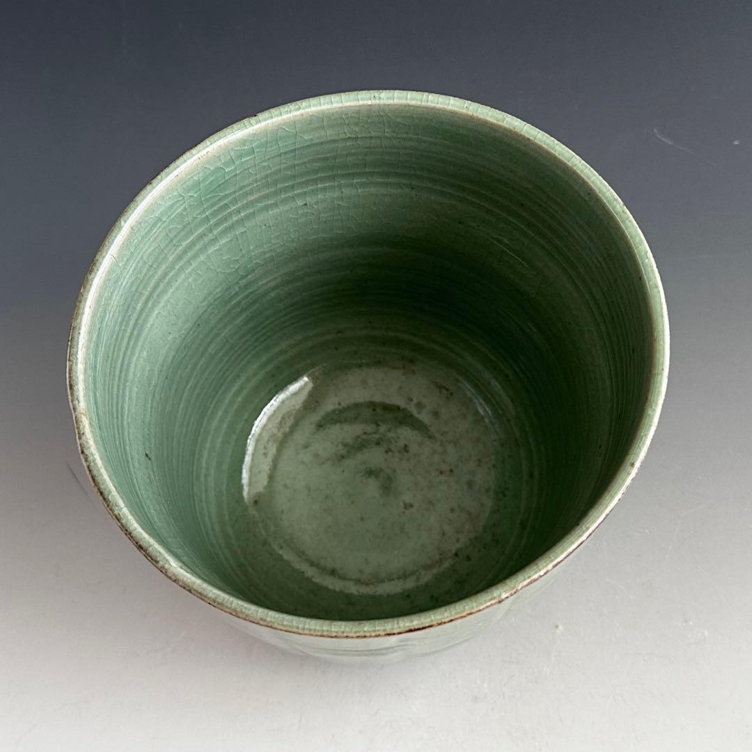 茶道具　青磁　竹彫　廣州窯　共箱　堀内宗完宗匠書付　表千家　茶会　陶芸　韓国