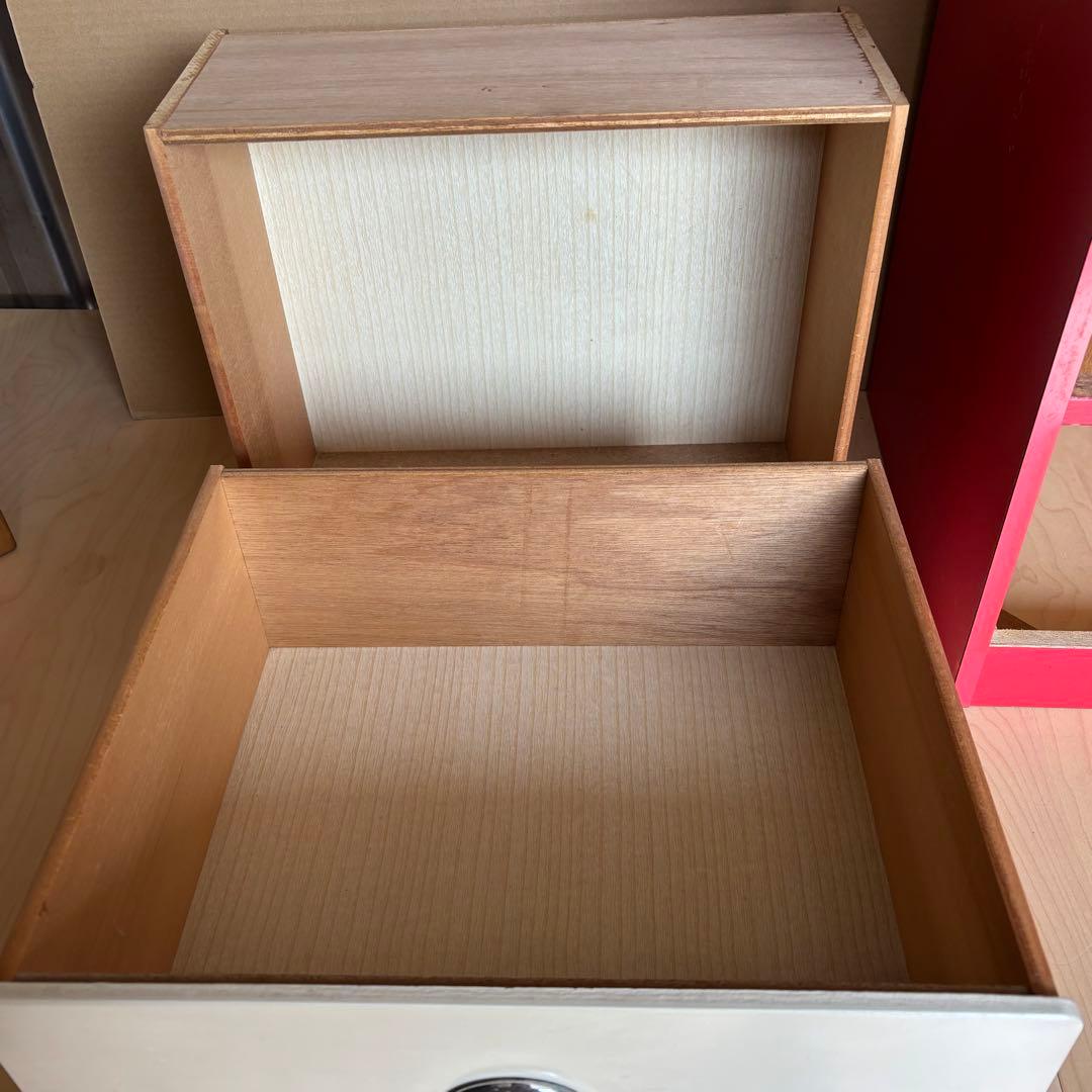 昭和レトロ レトロポップ チェスト 赤 白 整理棚 引き出し4段 タンス 木製