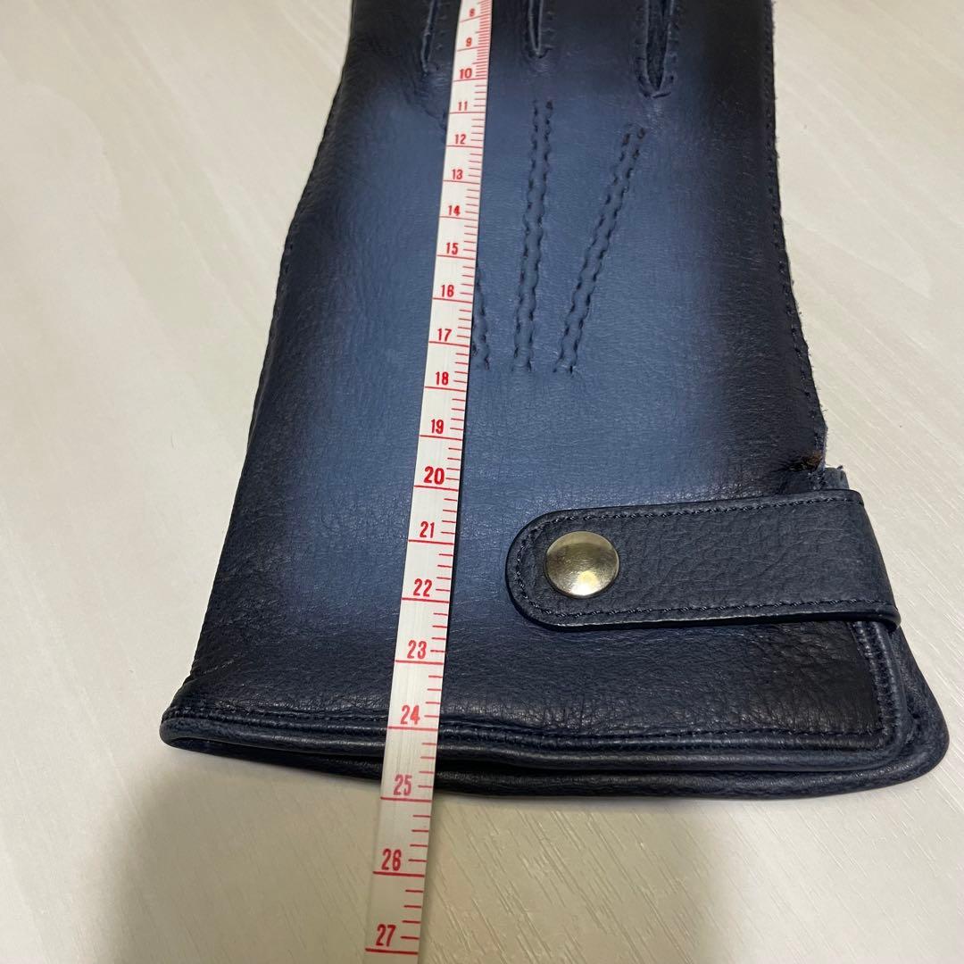 美品☆メンズ☆手袋☆ネイビー☆ブルー☆グラデーション☆シープスキン☆