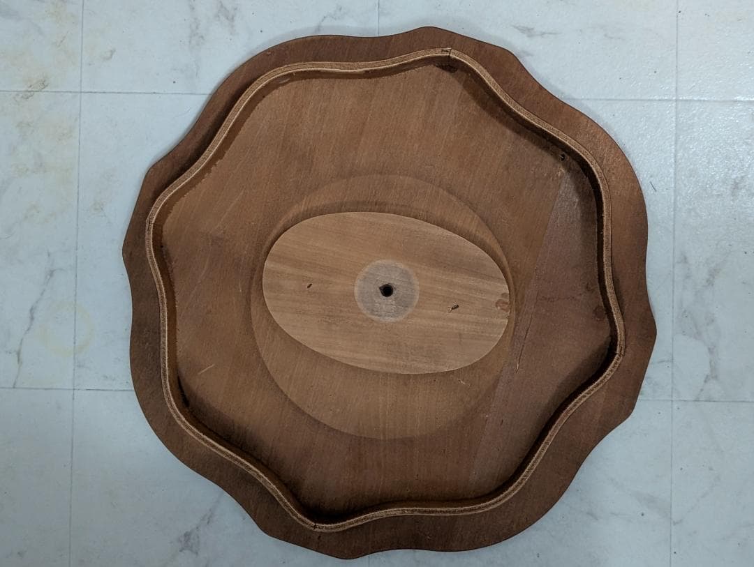 イタリア製 猫脚 ウッド サイドテーブル 象嵌細工 ビーチ 無垢材 ビンテージ