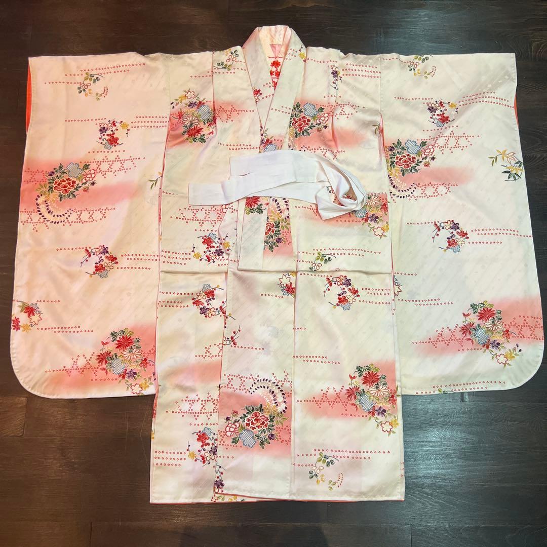 アンティーク 七五三 着物 作り帯 小物一式 フルセット 特価 大正ロマン 白系