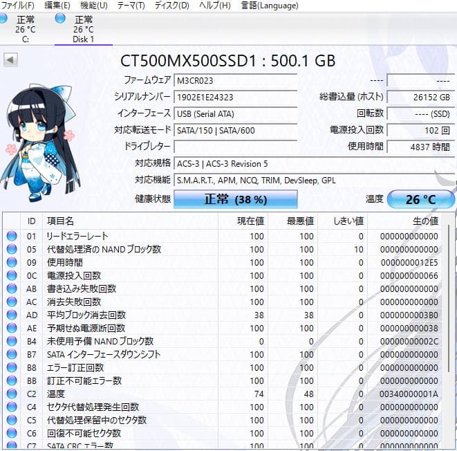 Crucial MX500 500GB SATA SSD 14個セット 現状品
