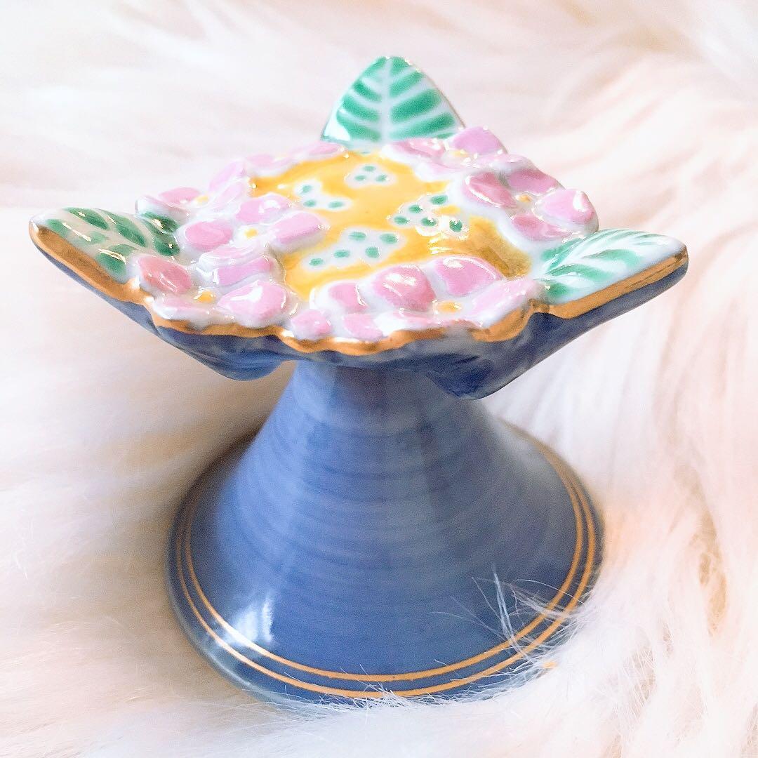 茶道具　蓋置　額アジサイ　高野昭阿弥作