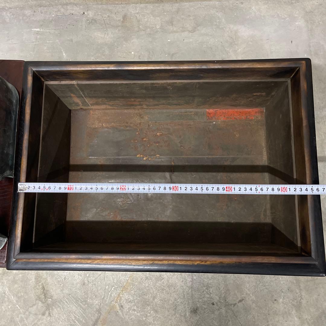 当時物　関東火鉢 欅 長火鉢　銅壺付き　欅　黒柿　猫板　時代家具　アンティーク