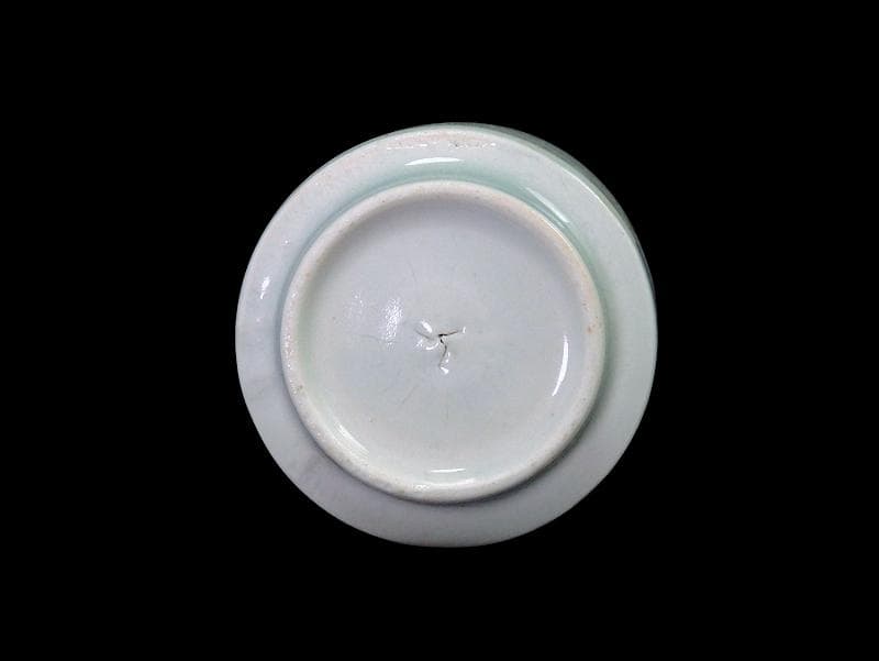 古伊万里　染付　鶴に亀甲紋の図　覗き　のぞき　猪口　E087AS-DBk