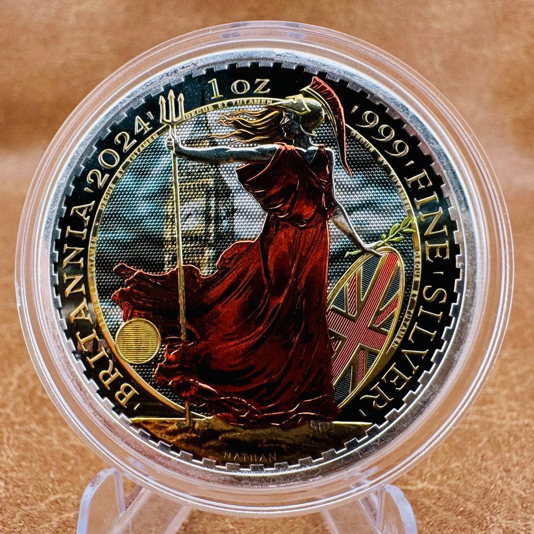 世界100枚限定 イギリス ブリタニア 銀貨 カラー ロンドンビッグベン 1oz