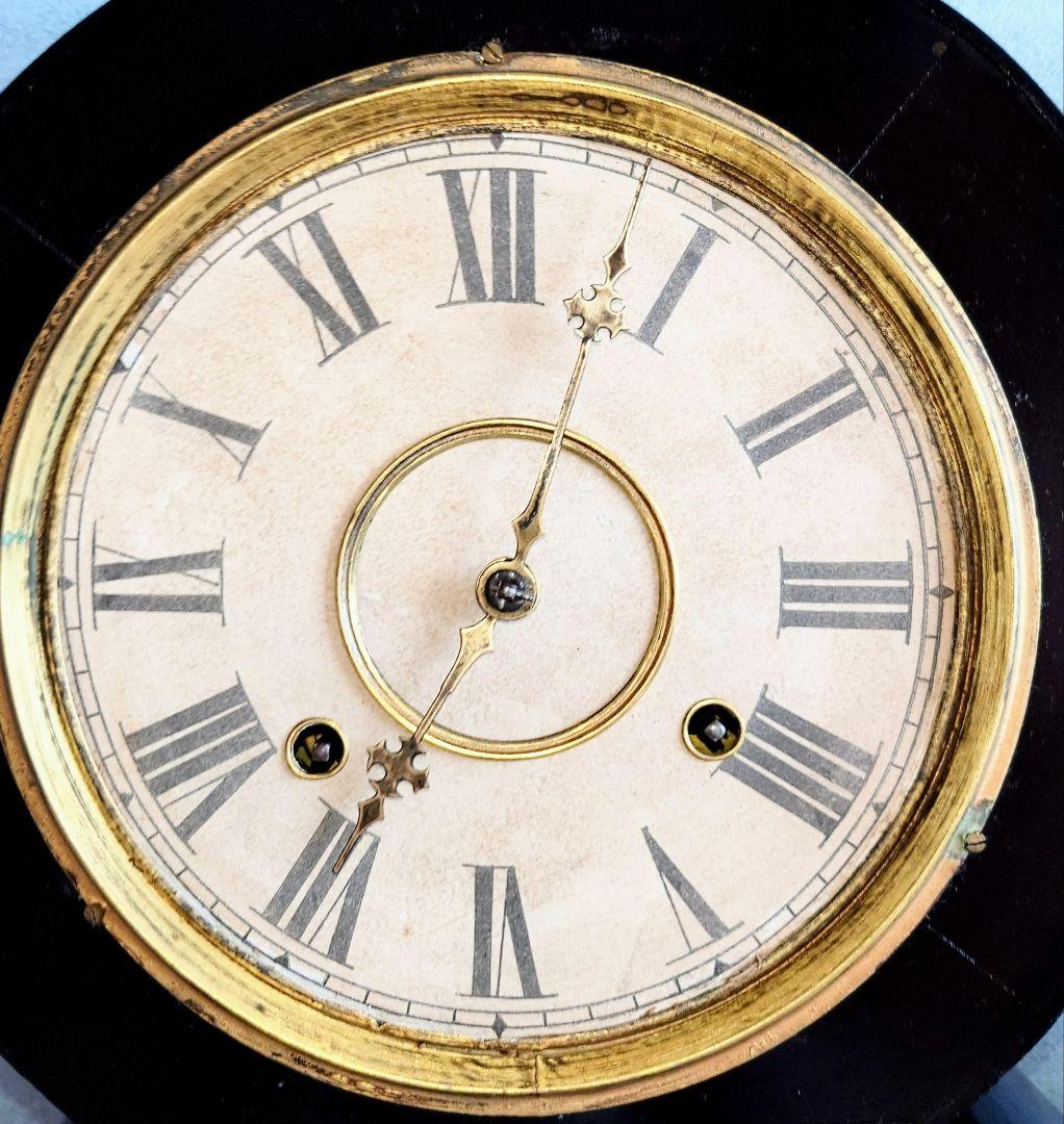 〈OH済完動美品〉ANSONIA　小型金箔本四ツ丸達磨ゼンマイ振り子掛け時計