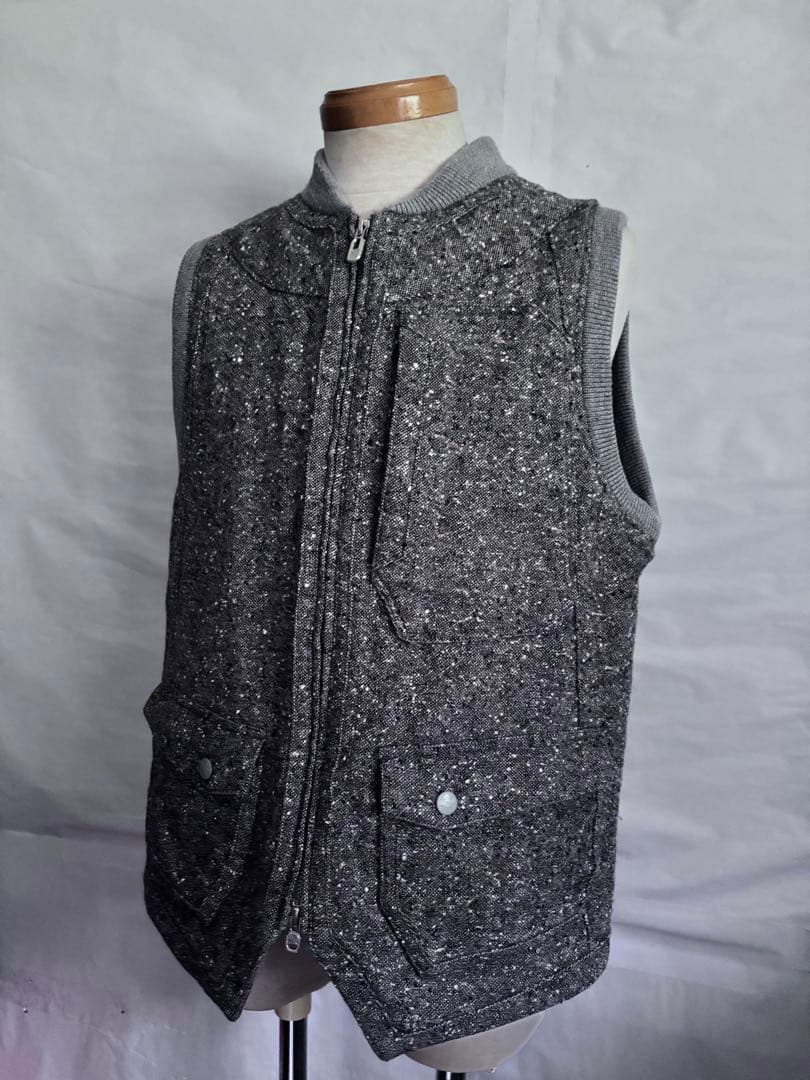 ホワイトマウンテニアリング　ホームスパン　ツイード　キルティングベスト WZIP