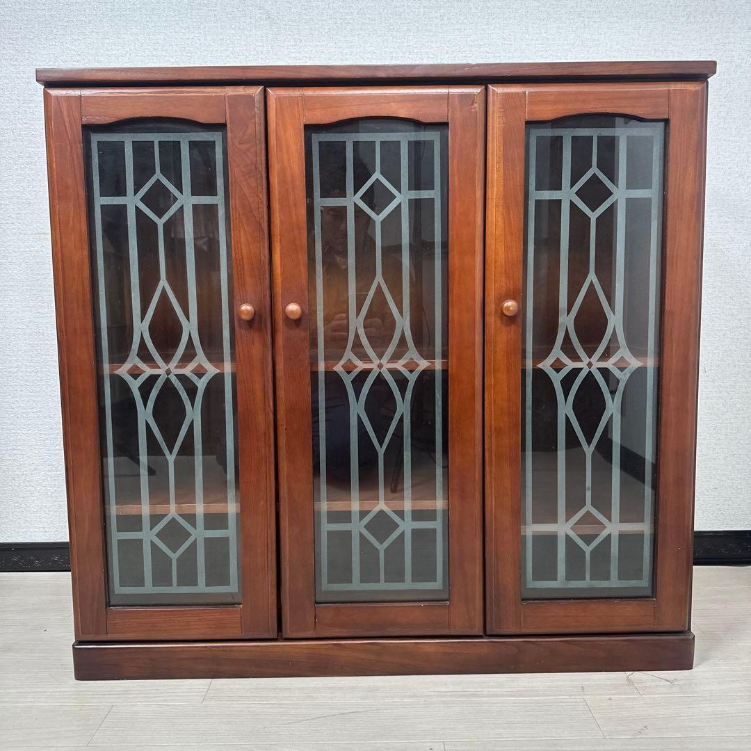 日昇 キャビネット サイドボード リビング収納 ガラス扉 iso※