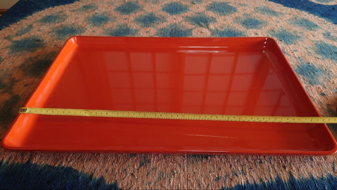 輪島塗洗朱面取研出運び盆一組