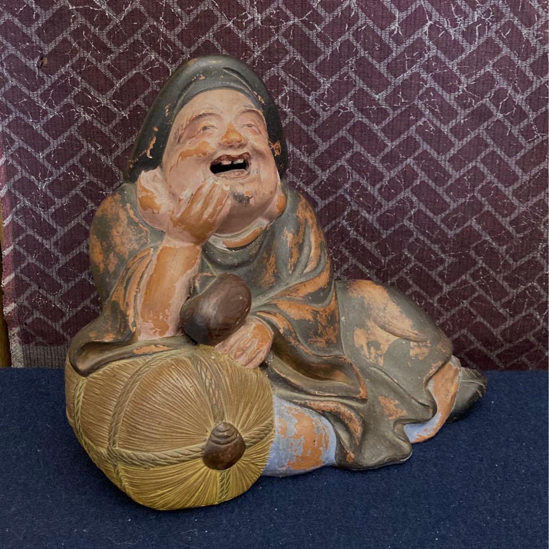 彩色備前　大黒天伏せ香炉　色備前