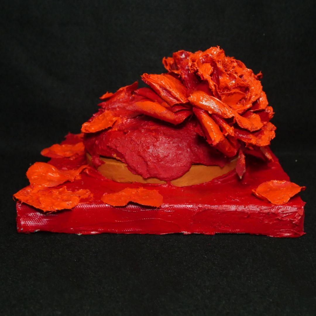 油絵 油彩 絵画 立体アート【薔薇のドーナツ】