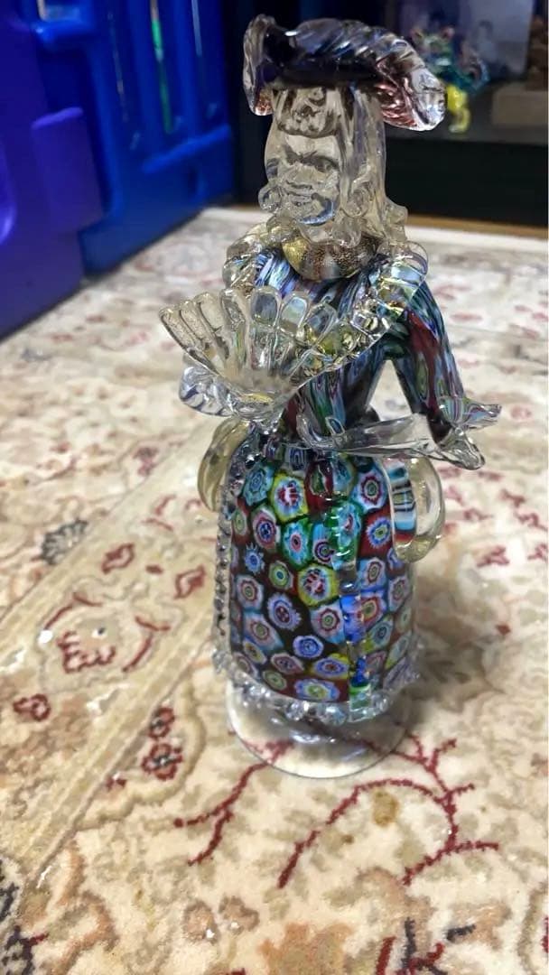 ベネチアンガラス　ムラーノ　人形 美術品 多色花模様