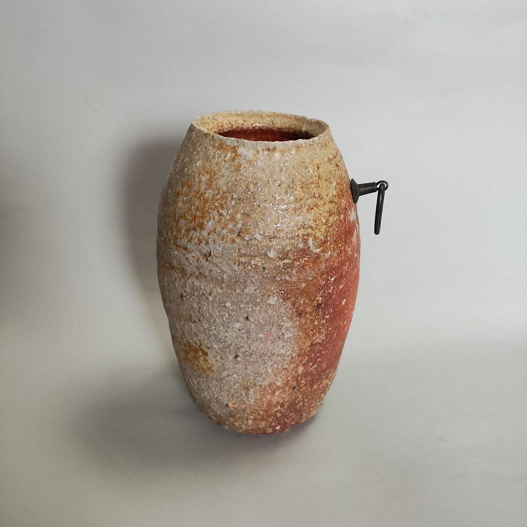 岡見周二　掛花生　花入　花瓶　信楽　自然釉