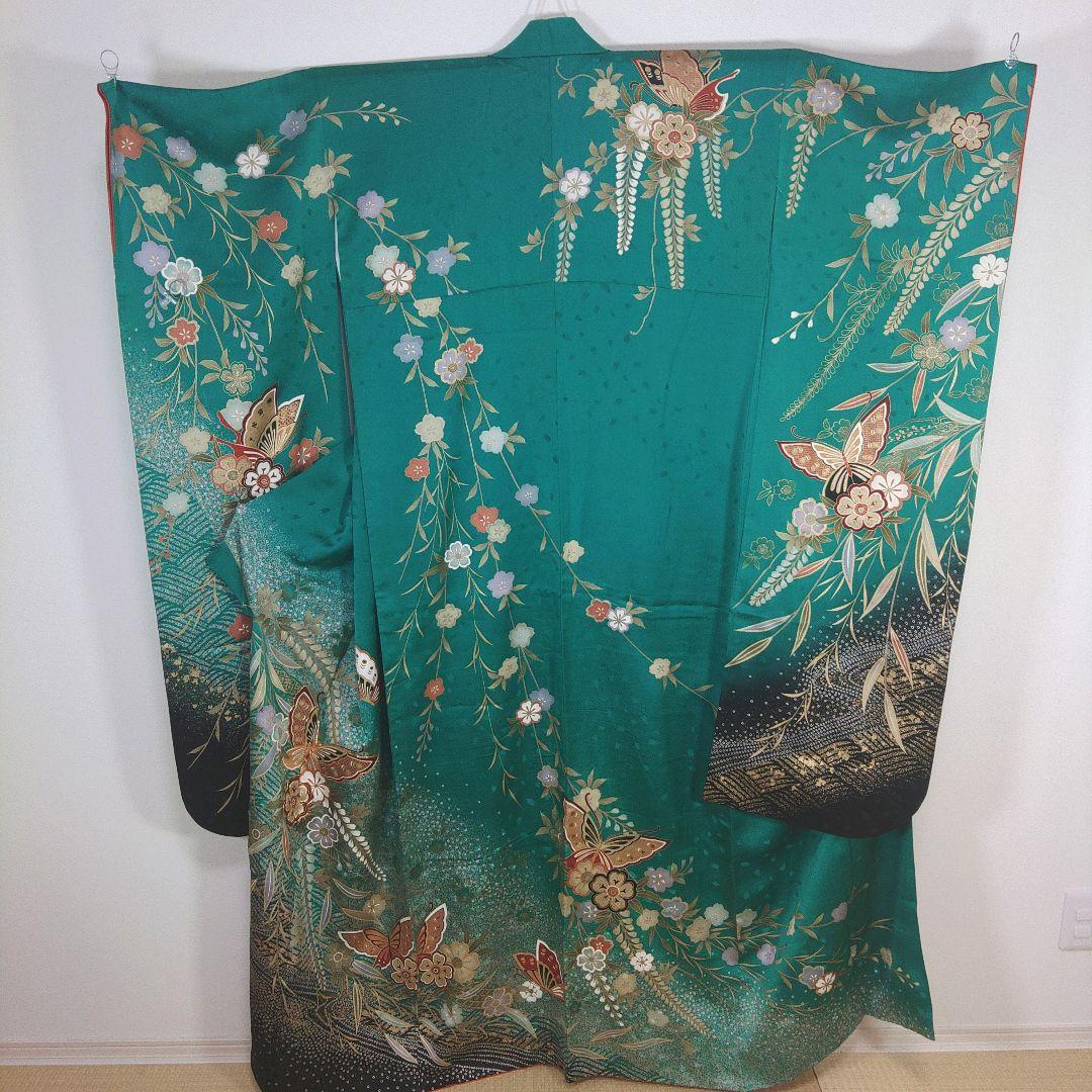 格安！振袖フルセット　10点　成人式　結婚式　前撮り　グリーン　緑　ふくよかさん