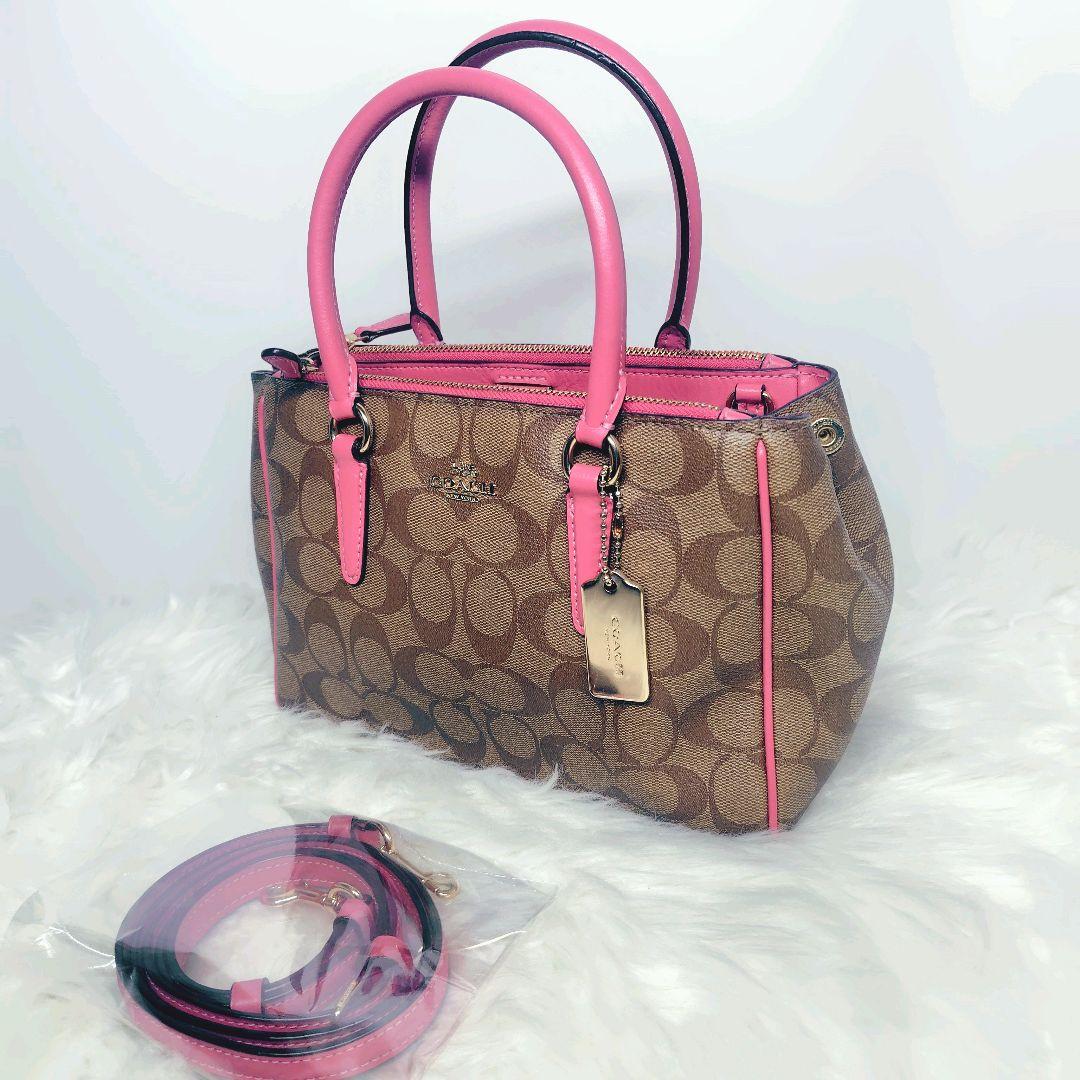 COACH　ハンドバッグ 2WAY　PVC　レザー トート　ピンク